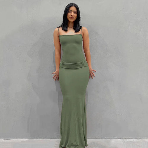 Satin Slip Sleeveless Backless Maxi Dress Women 2023 Y2K Summer