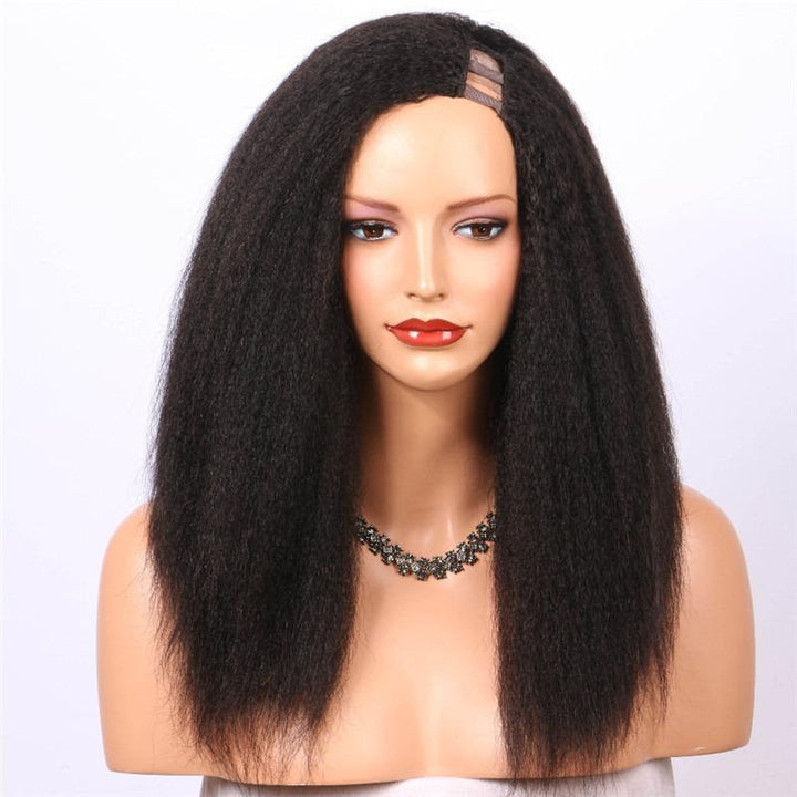 U Part Wig Kinky Straight Human Hair Wigs For Black Women Brazilian Re