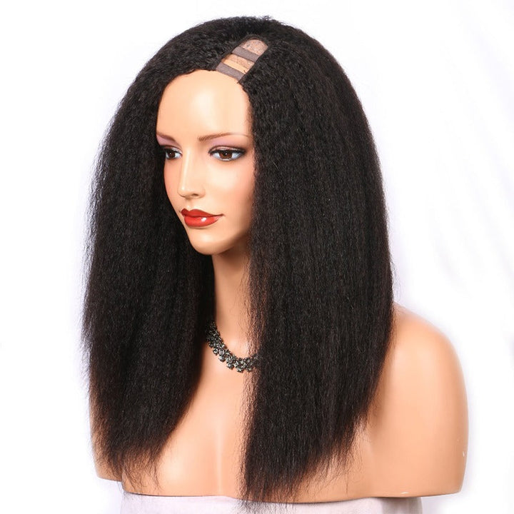 U Part Wig Kinky Straight Human Hair Wigs For Black Women Brazilian Re