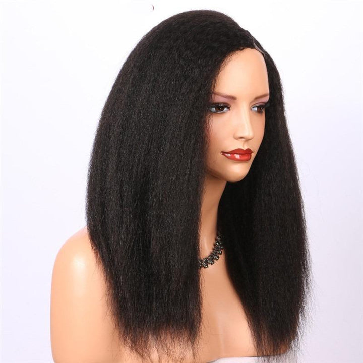 U Part Wig Kinky Straight Human Hair Wigs For Black Women Brazilian Re