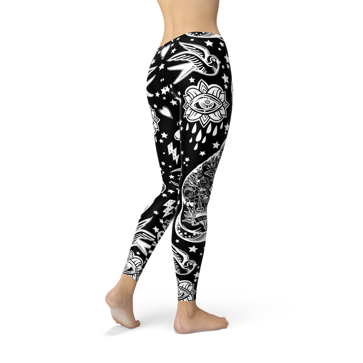 Womens Black Magic Cat Leggings