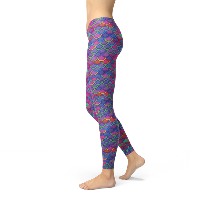 Womens Pink Purple Mermaid Leggings