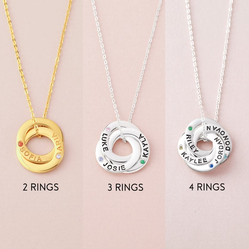 Mom Necklace With Kids Names Birthstones, Children Birthstone Jewelry