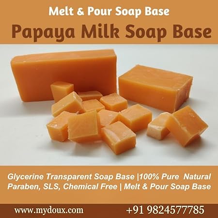 Mydoux Glycerine Soap Base for Soap Making -  (Papaya, 100 gram)