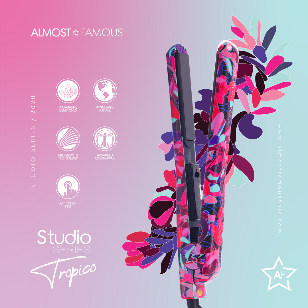 Almost Famous 1.25" Tropico Studio Flat Iron with Waterprint Design