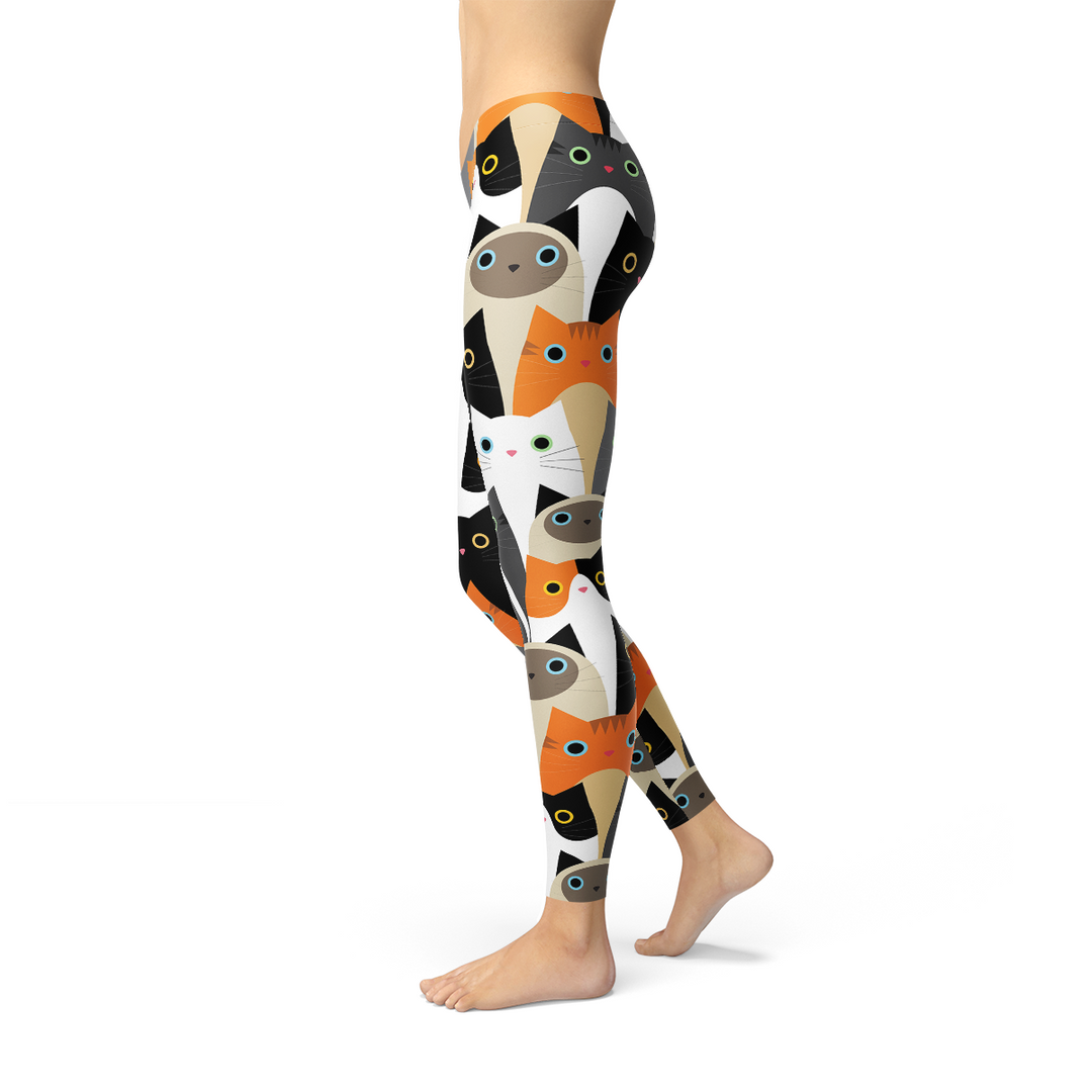 Womens All Over Print Cats Leggings