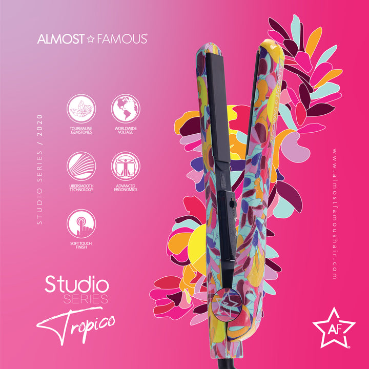 Almost Famous 1.25" Tropico Studio Flat Iron with Waterprint Design