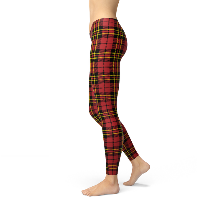 Womens Red Plaid Tartan Leggings