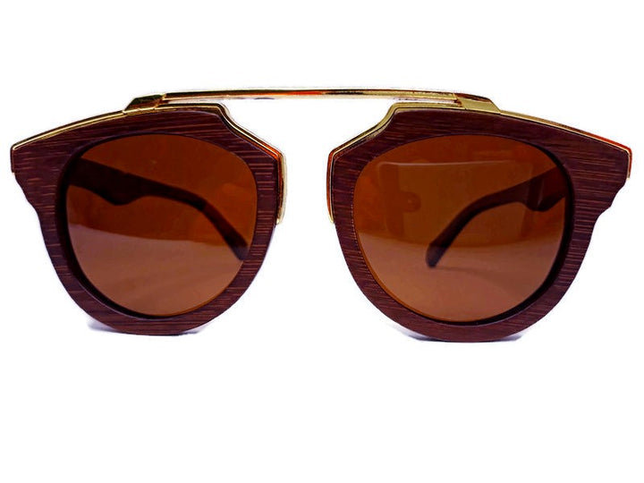 Cherry Wood Full Frame, Polarized with Gold Trim and Bamboo Case 