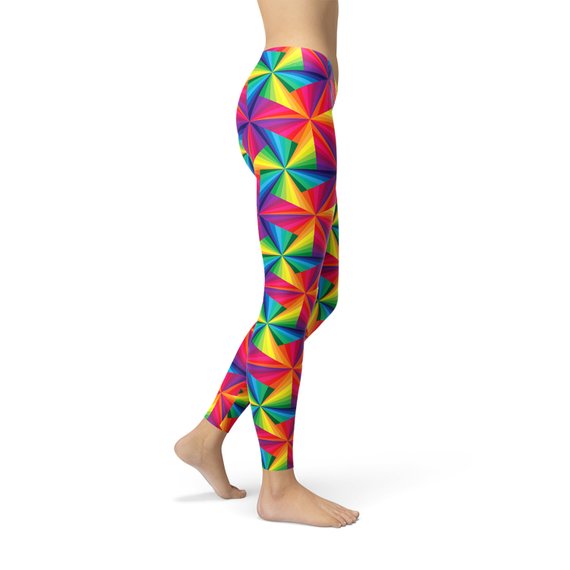 Womens Rainbow Pinwheel Leggings