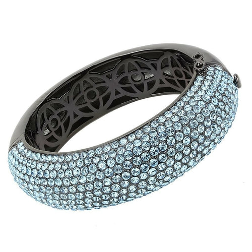 LO4305 - TIN Cobalt Black Brass Bangle with Top Grade Crystal in Sea