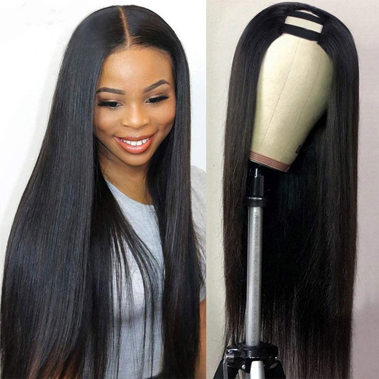 U Part Wig Straight Hair Human Hair Wigs For Black Women Brazilian