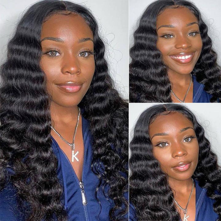 U Part Wig Loose Deep Human Hair Wigs For Black Women Brazilian Remy H